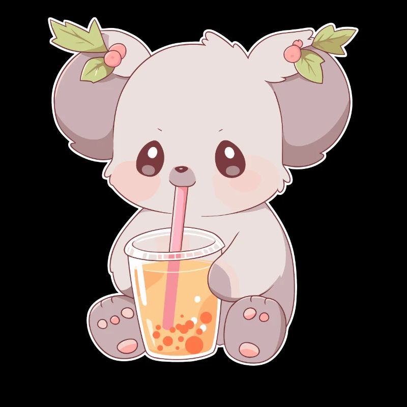 Kawaii Koala trinkt Boba Bubble Tea Chibi