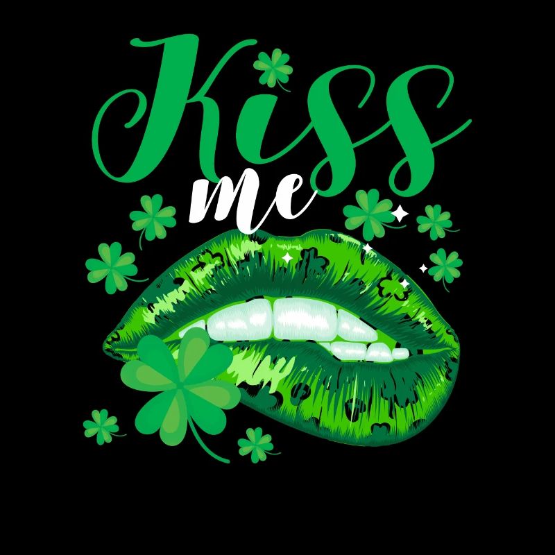 Kiss Me Leopard Lips Irish Leaf Saint Patrick's