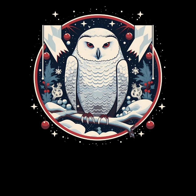 Schneeeule mit Weihnachtsornament