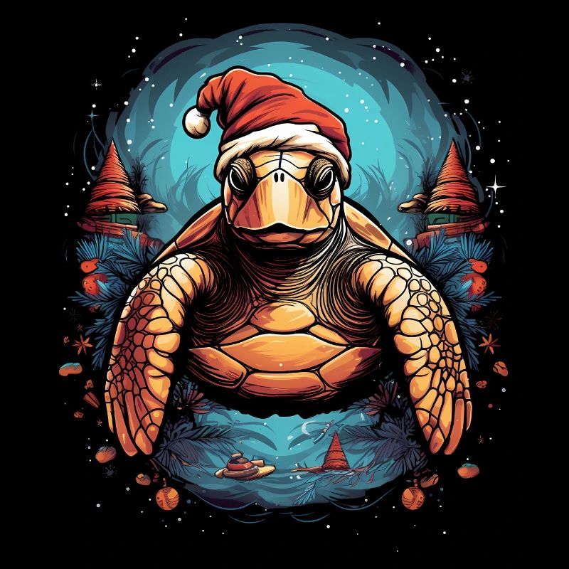 Tortue de mer avec Noël, tortues d’amour