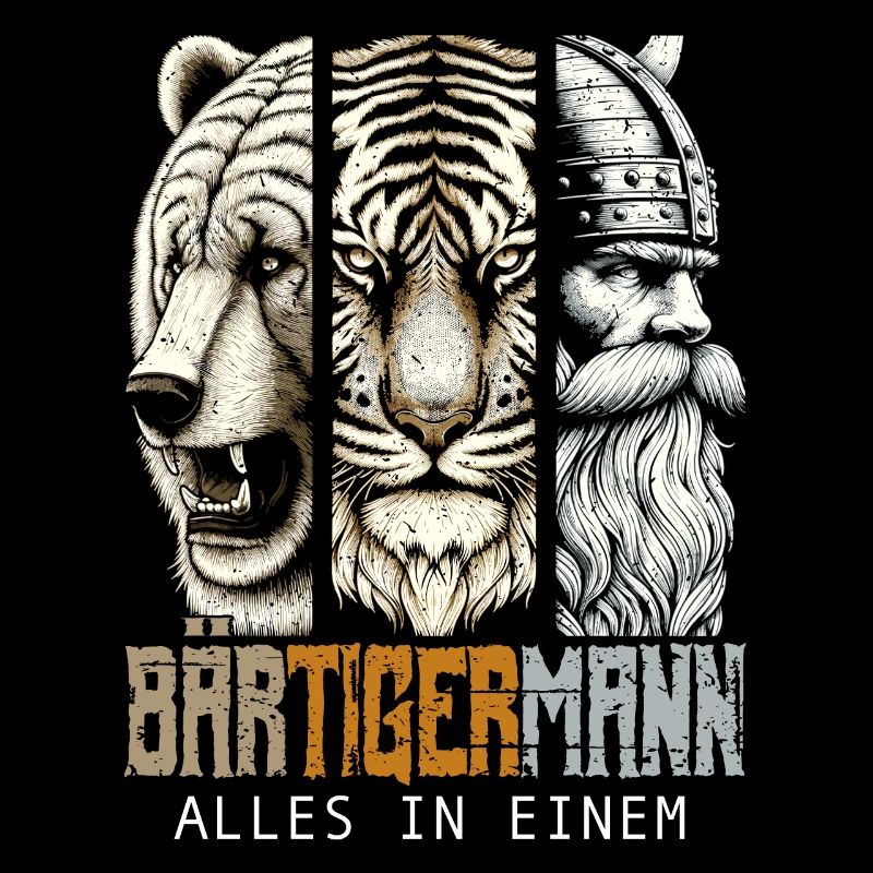 Bärtigermann Bär Tiger Mann Geschenk Bart