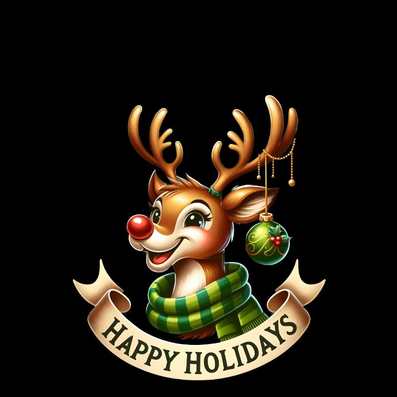 Renne avec boule de Noël et écharpe