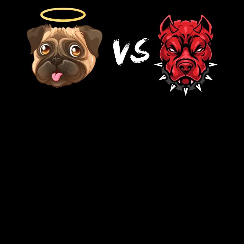 Angel Pug Dog Vs Devil Pitbull Dog T-Shirt