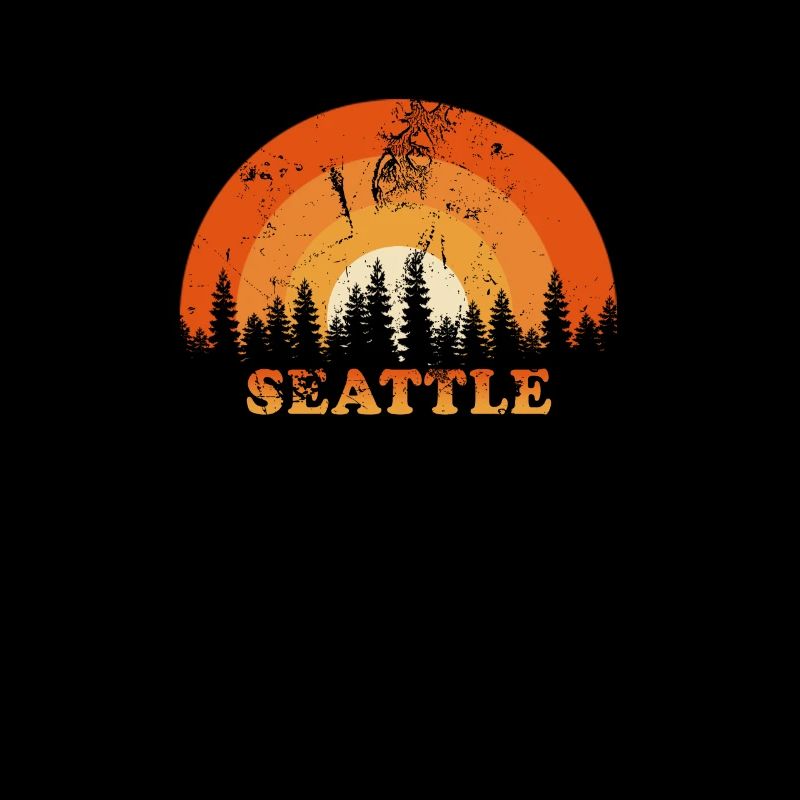 Vintage Seattle Washington Fan rétro Cool coucher de soleil