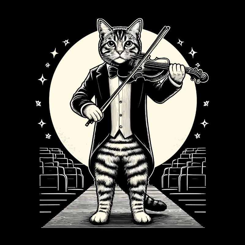 Chat Jouant Du Violon Instrument Violoniste Violon Vi