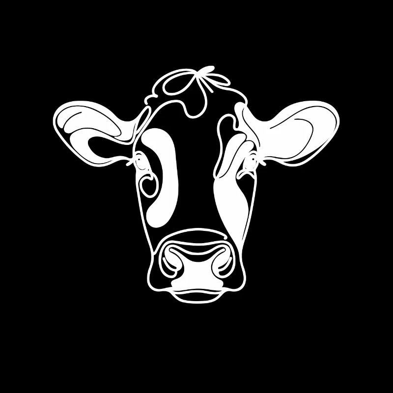 Line Art Dad Mom Cow - Holstein