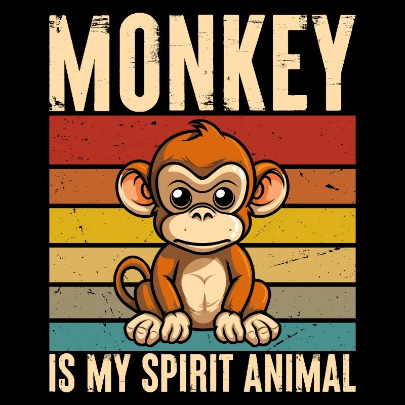 Monkey Is My Ghost Animal Retro