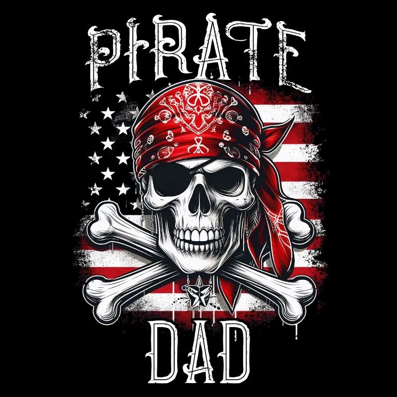Pirate Dad Shirt Jolly Roger Crossbones Skull