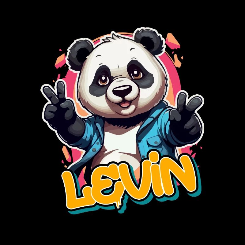 LEVIN - Handsome Boy Name with Cool Panda