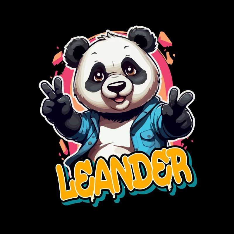 LEANDER - Handsome boy name with cool panda