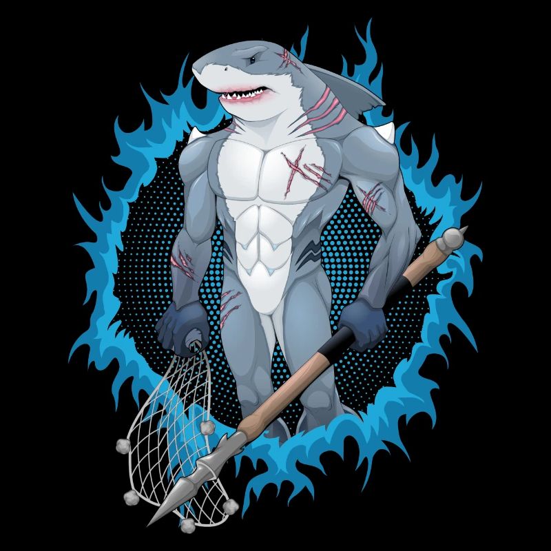 Shark mutant with blue fire background