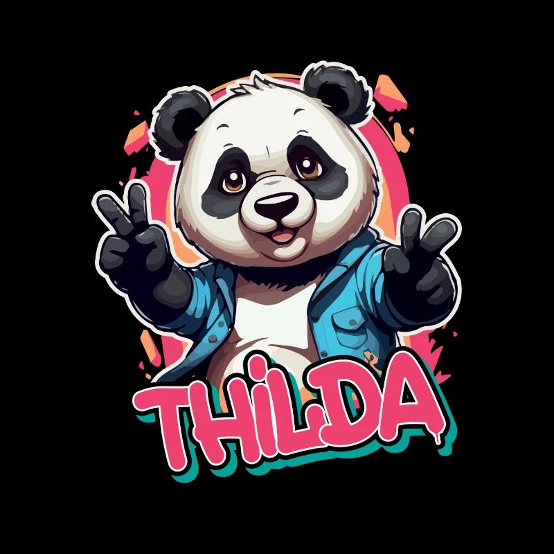 THILDA - Beau nom de fille avec panda cool