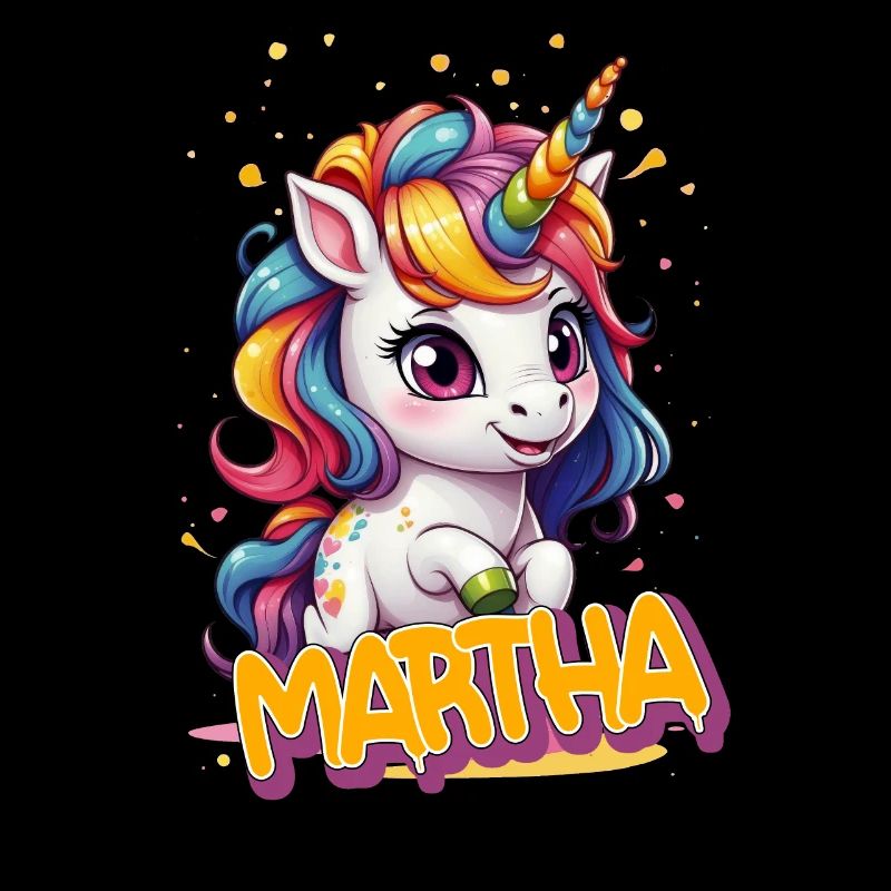 MARTHA - Schöner Mädchen Name mit süßem Einhorn