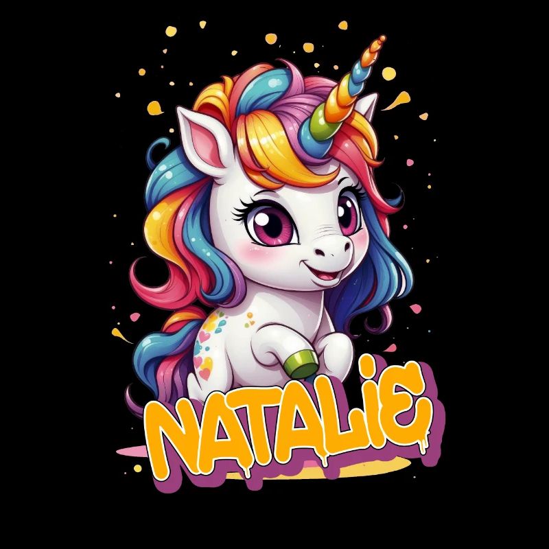 NATALIE - Schöner Mädchen Name mit süßem Einhorn