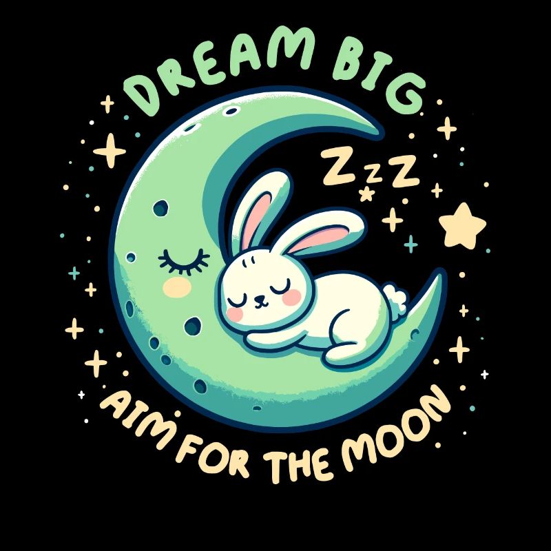 Aim For The Moon. Cute, Tired sleeping Rabbit.