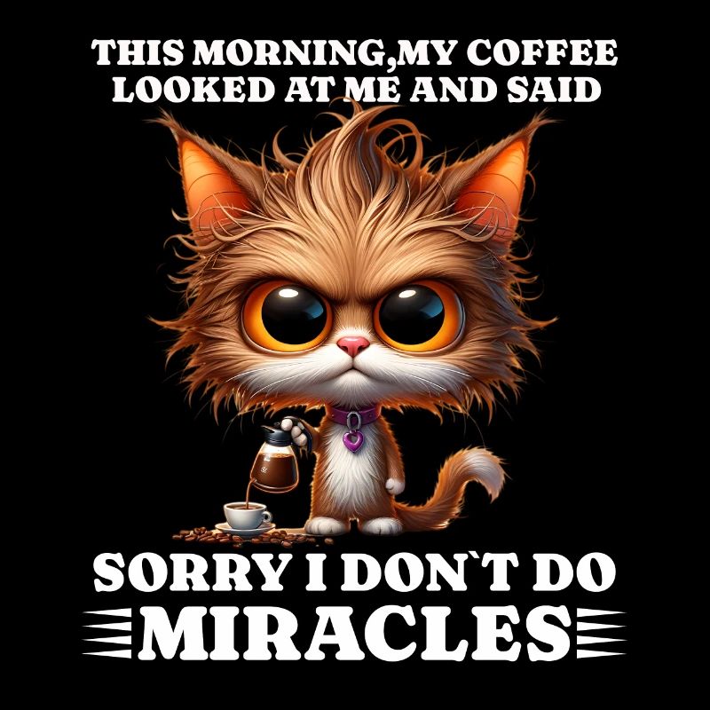 Café du matin drôle de dicton chat