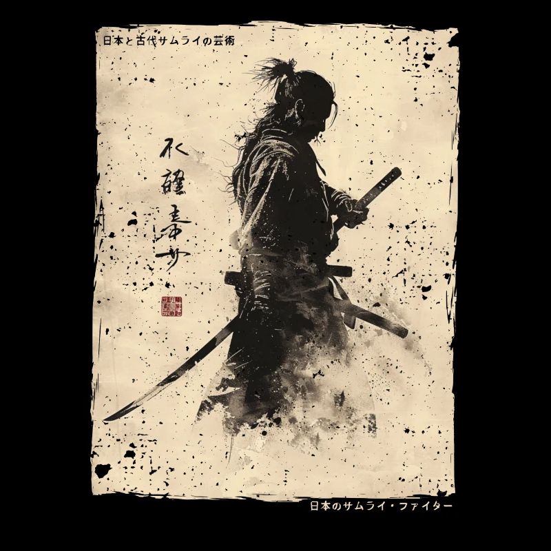 Samurai Kämpfer - Japanisches Ukiyo-e Kunstwerk