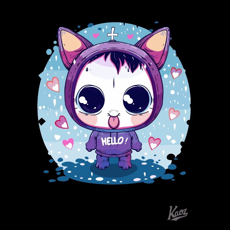 Cartoon niedlich Chibi-Kätzchen-Hasen: Hallo