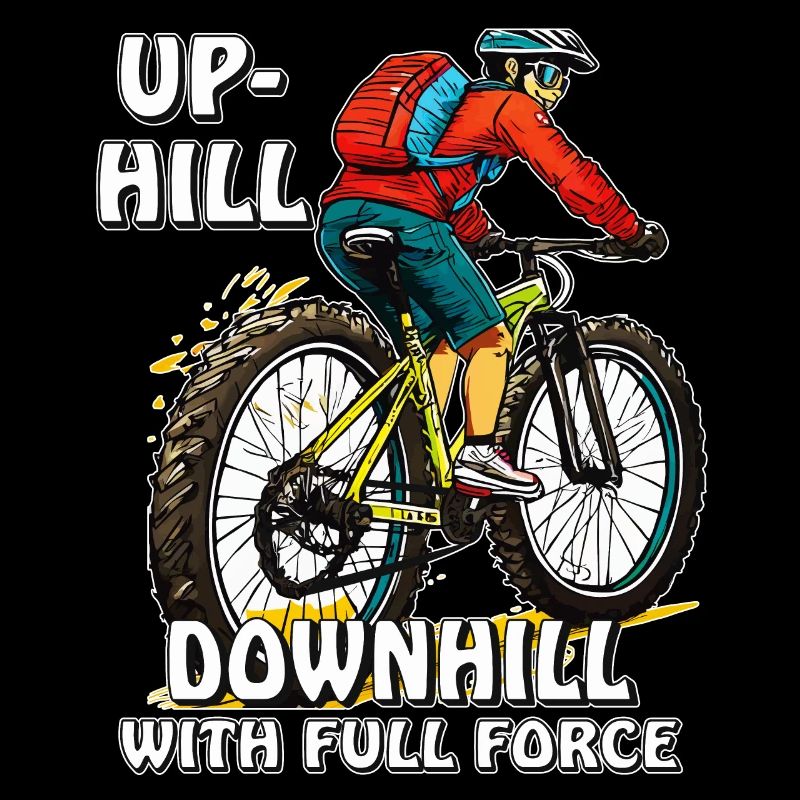 MOUNTAIN BIKER UPHILL DOWNHILL