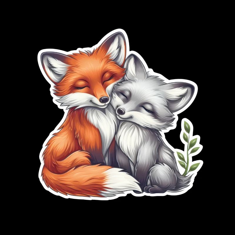 Couple de renards mignons faisant la sieste ensemble