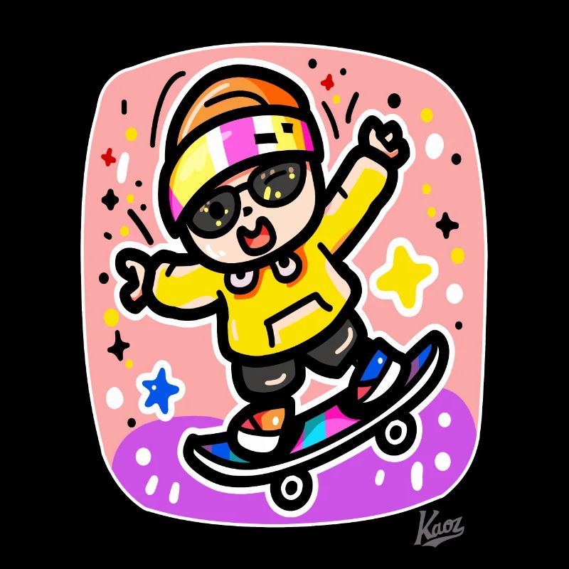 Little skateboarder skating on skateboard