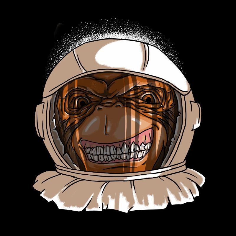 Astronaut Monkey Head Funny Smiling Space Monkey