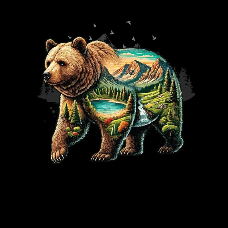 Wilderness Inside the Bear Retro Vintage