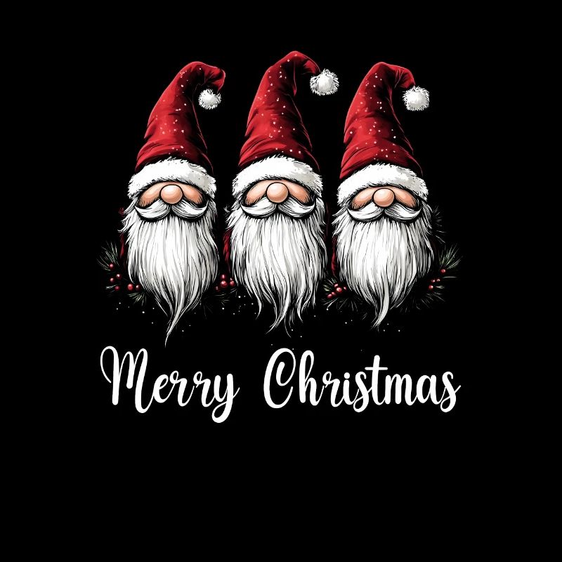Trois nains de Noël avec des chapeaux de Noël
