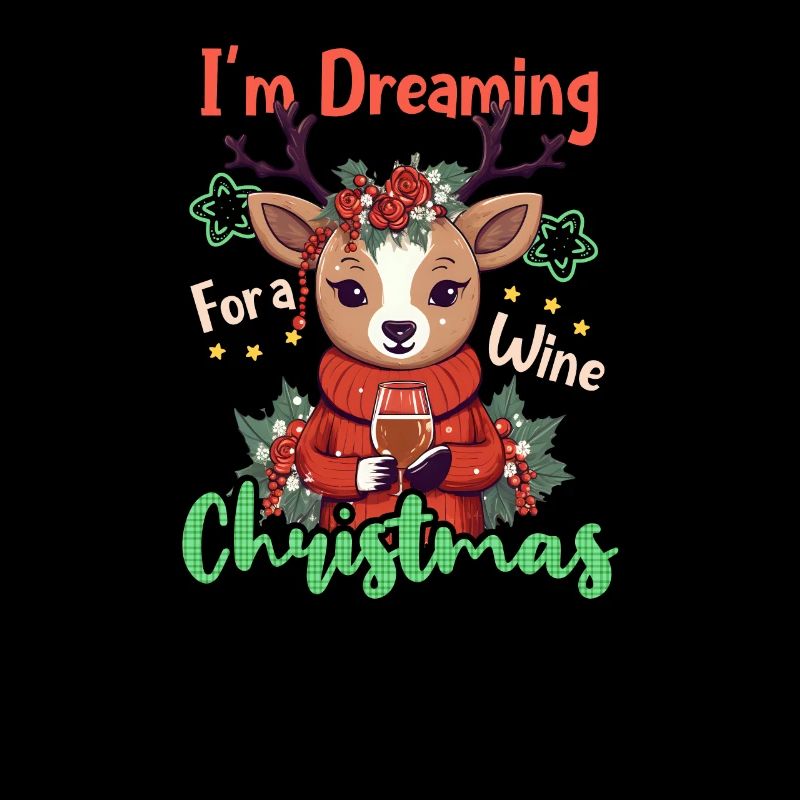 Renne de Noël rêvant de vin