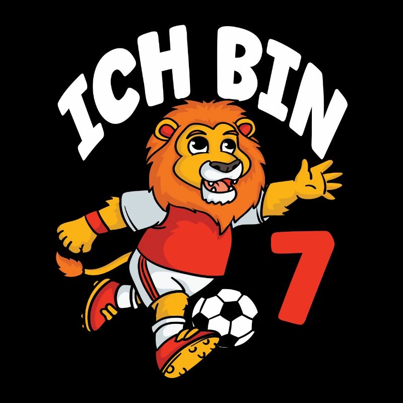 Lustiger Löwe Fußball Ich bin 7 Kindergeburtstag