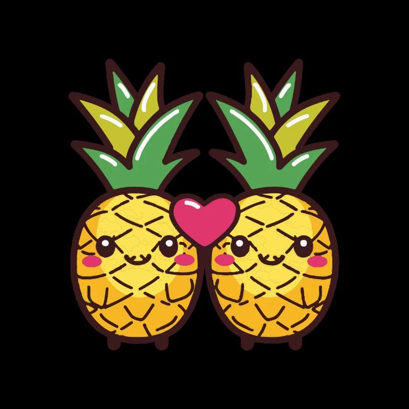 Ananas Paar Liebe Herz Comic