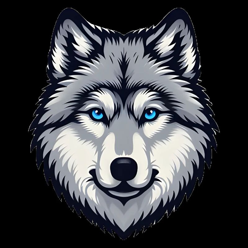Blau äugiger Wolf Kopf