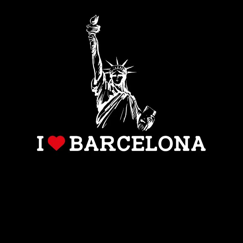 J’aime Barcelone Statue De La Liberté Coeur Drapeau Jeu De Mots