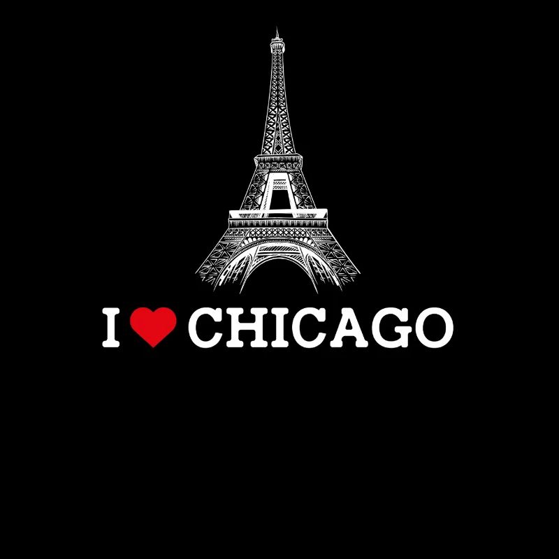 J’aime Chicago Coeur Drapeau Tour Eiffel Lover Jeu de mots