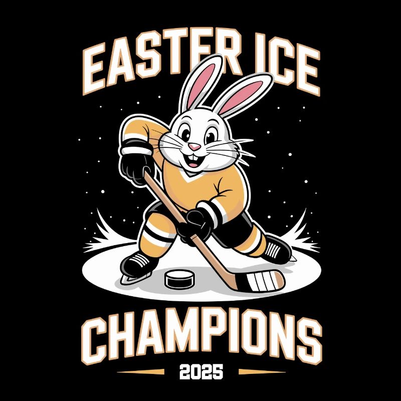 Funny Hockey Bunny at Easter