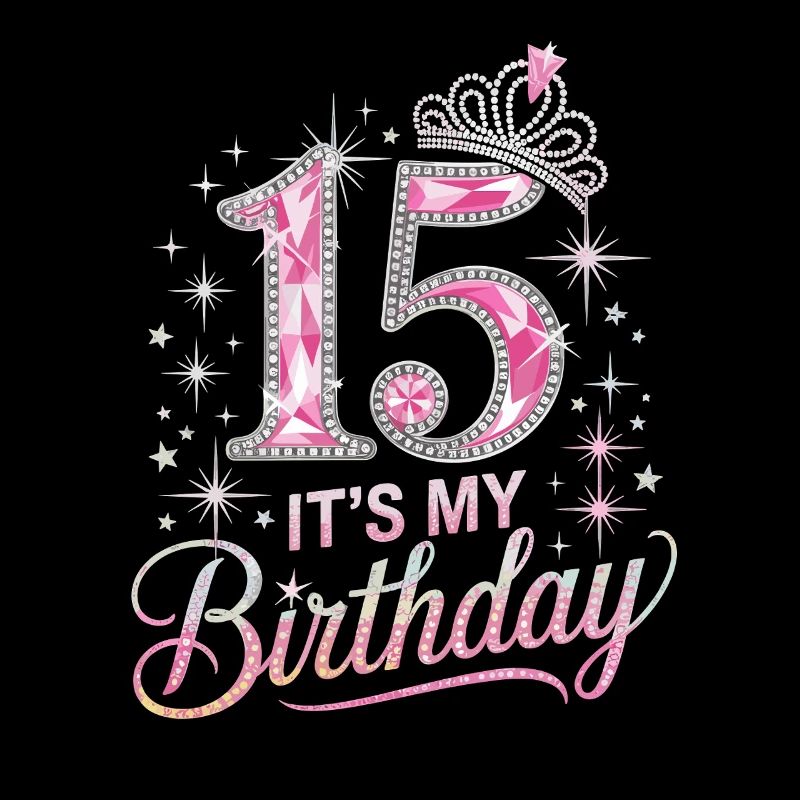 15. Geburtstag Krone Sterne Glitzer Design