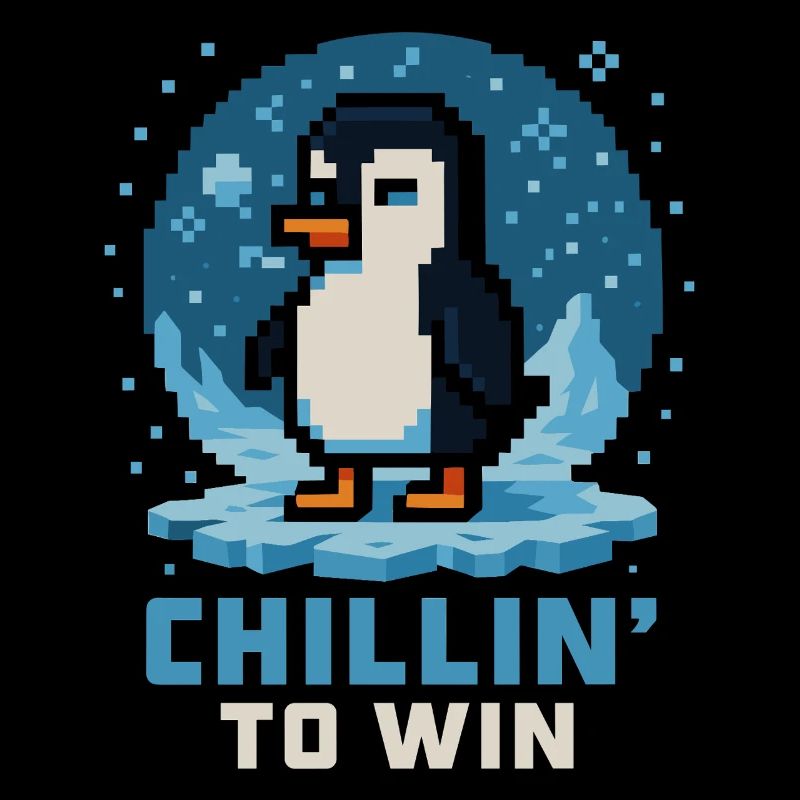 Chillin to Win Pixel Penguin