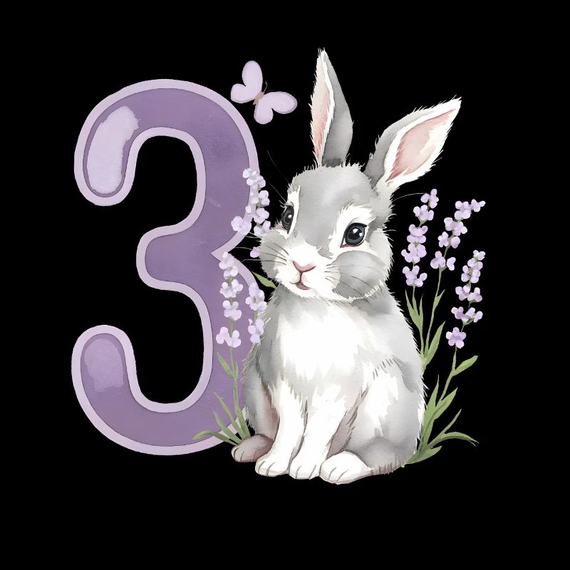 3rd Birthday 3 Years Bunny Bunny Lavender Purple