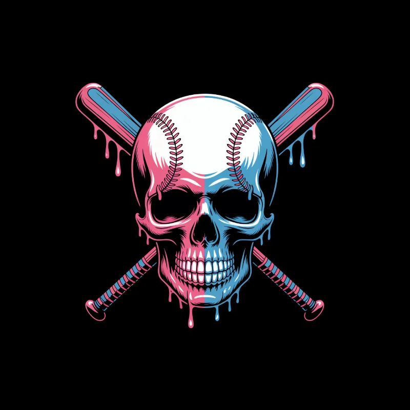 Baseball Skull Baseball Bat