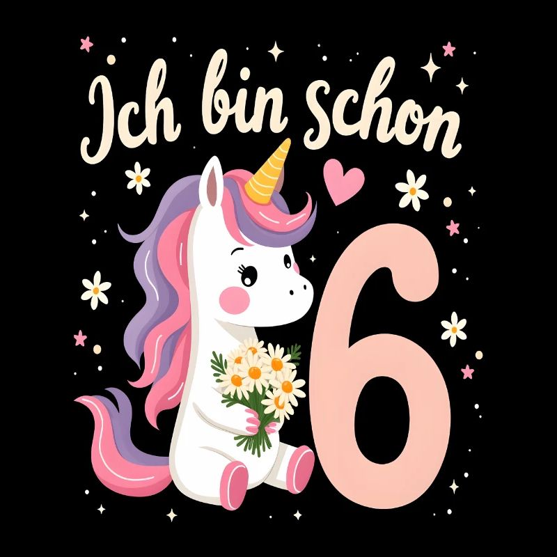 Süßes Einhorn 6. Geburtstag für Mädchen