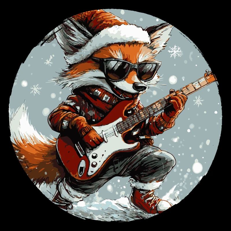 Fuchs Weihnachten Rocker Gitarre