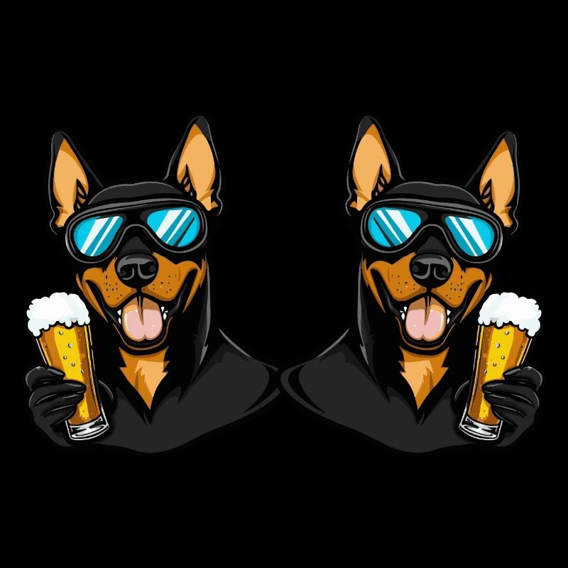 Doberman Dog Ski Team Beer
