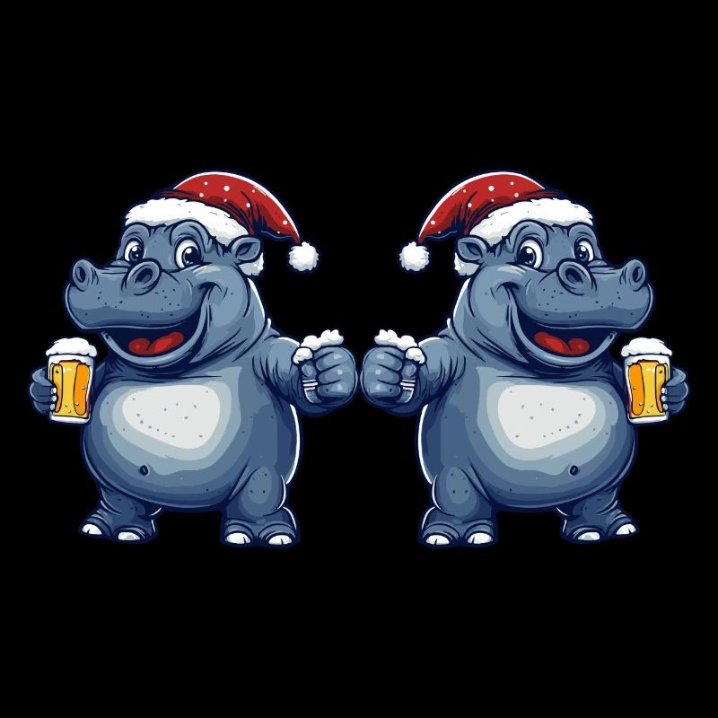 Nilpferd Weihnachten Bier Team