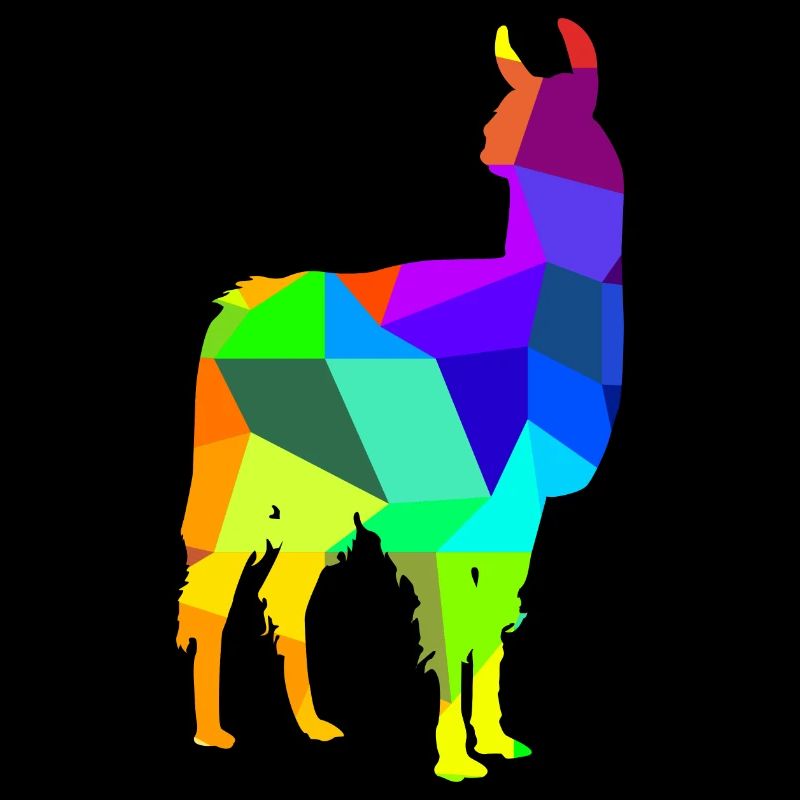 Alpaka Regenbogen Tiere Polygon