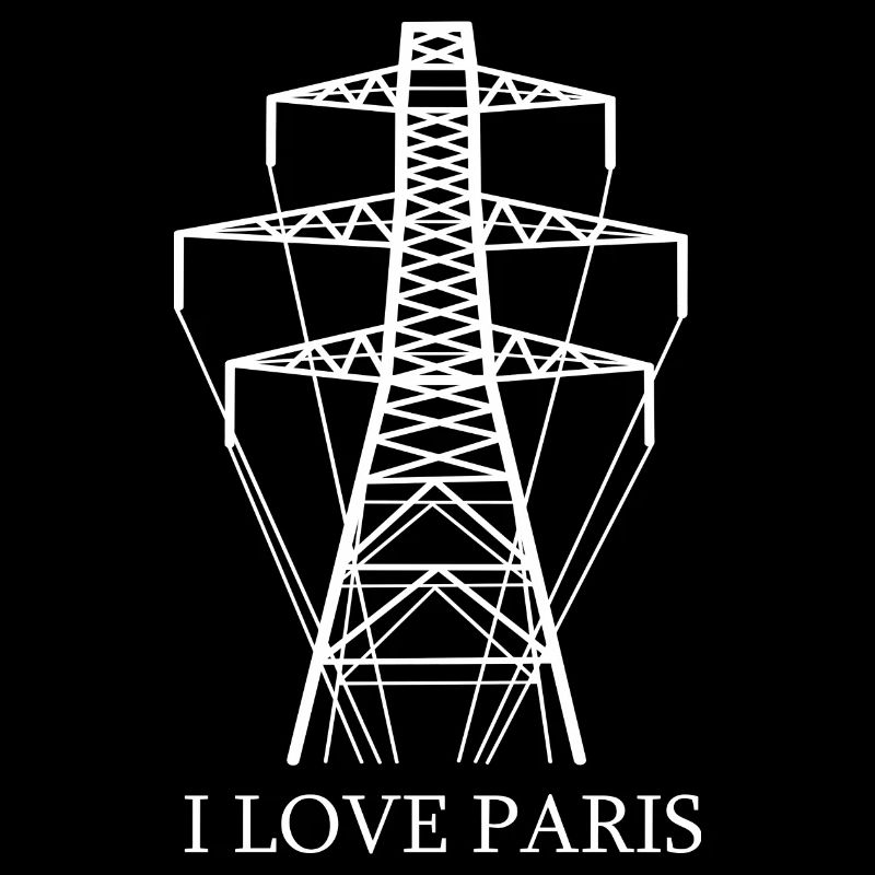 Strommast als Eiffelturm "I Love Paris" Satire