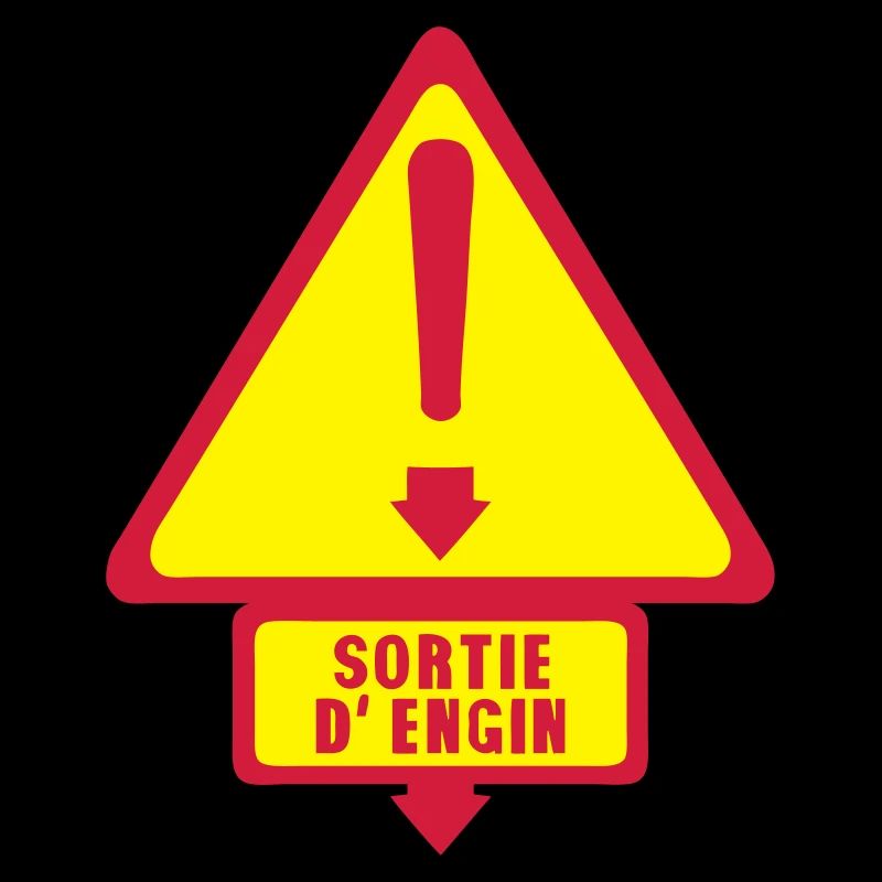 sortie engin panneau danger fleche