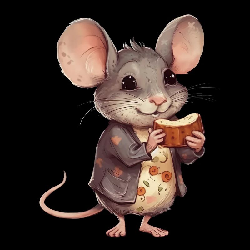 Happy mouse with chocolate biscuit