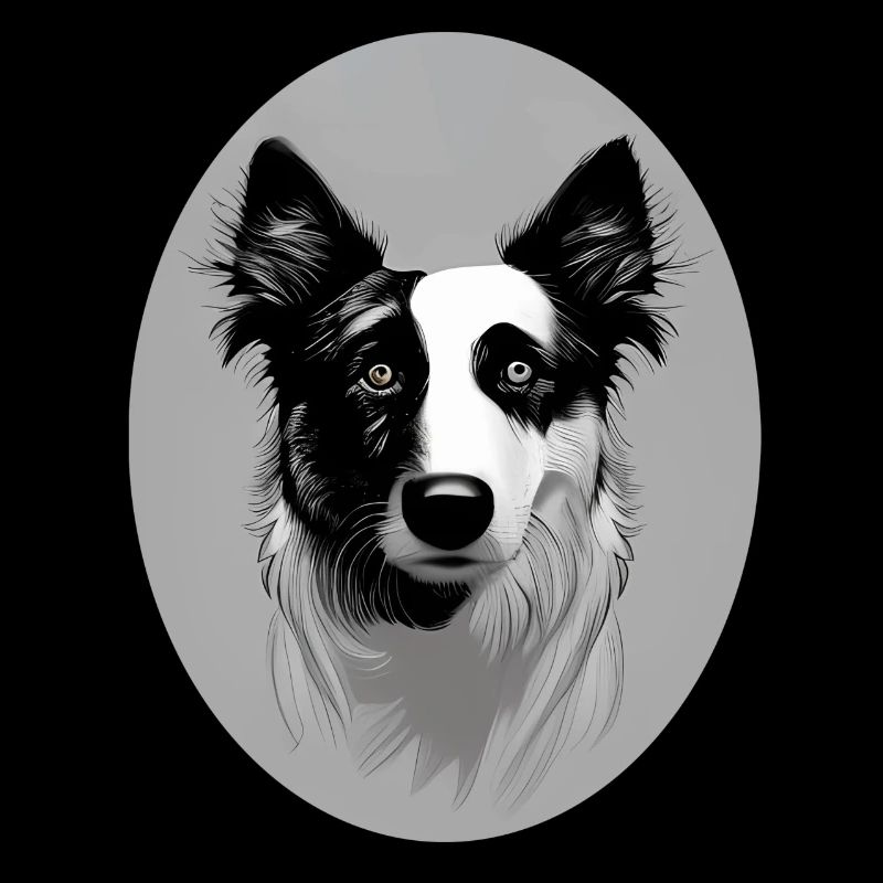 Border Collie Schwarz-Weiß oval