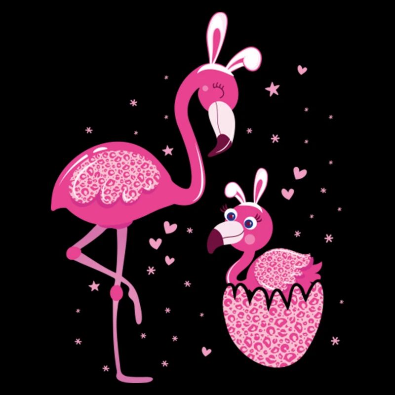 Easter Flamingo Mom and Kid Love Leopard Print