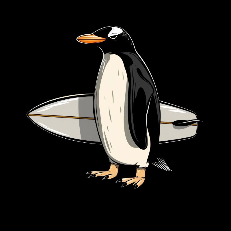 Surfer Penguin Gift Vintage Surfing